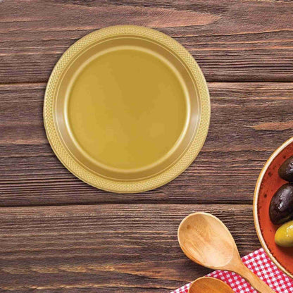 Disposable 10" Gold Diner Plastic Plates