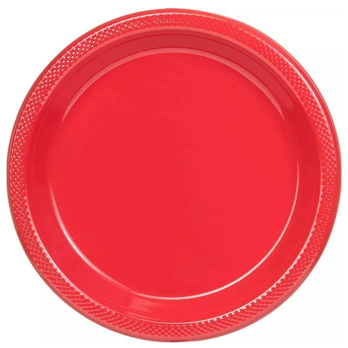 10" Red Diner Plastic Plates: 4 Pack Kitchen Catalog, Disposable Plates main product image