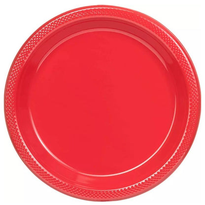 Disposable 10" Red Diner Plastic Plates