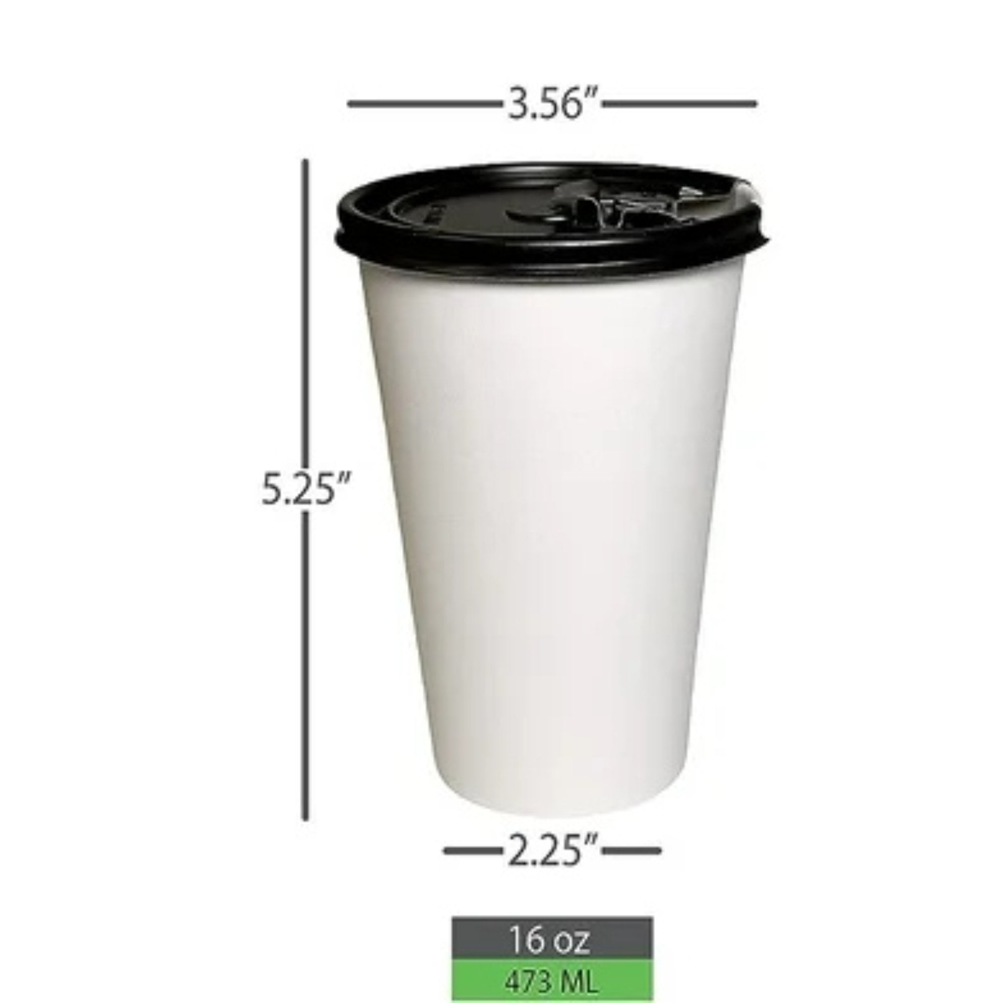16oz White Poly Paper Hot Cups with Black Lids: 4 Pack Kitchen Catalog,Dispoable Cups Coffee Cups product detail image