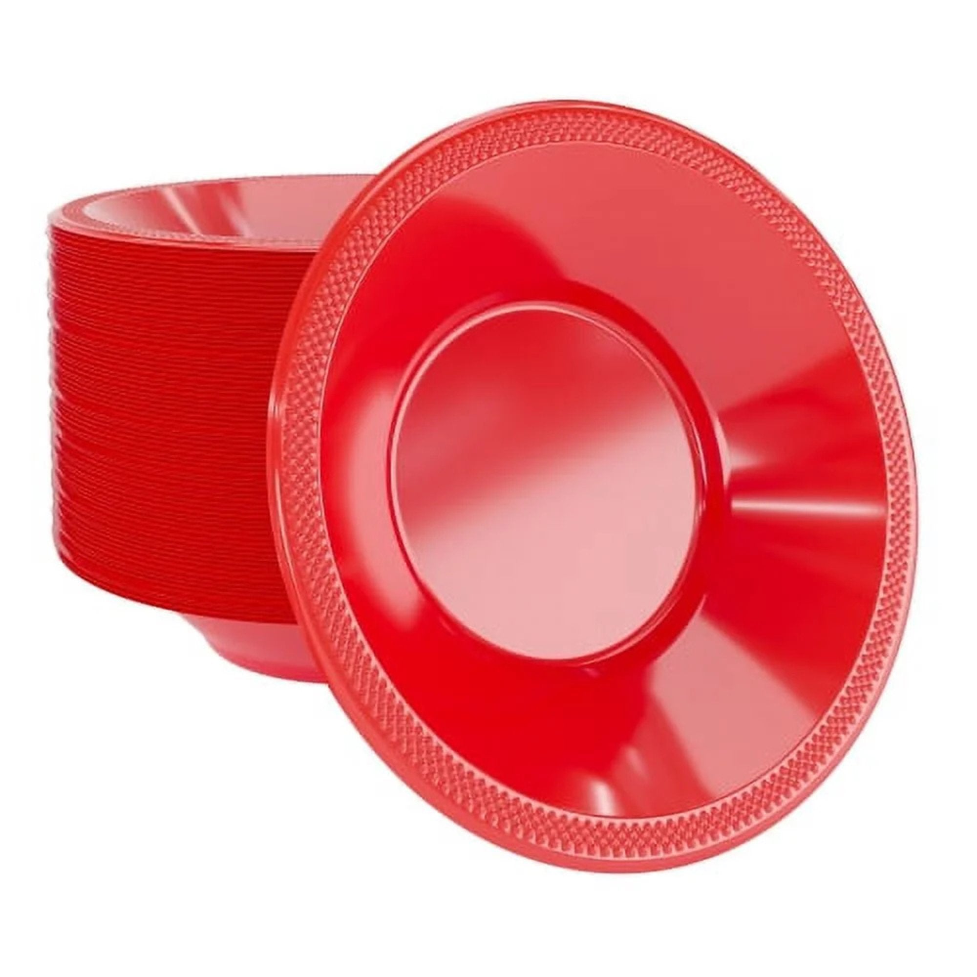 Disposable 15oz Red Plastic Bowl: 6 Pack Plastic Bowls lifestyle use image