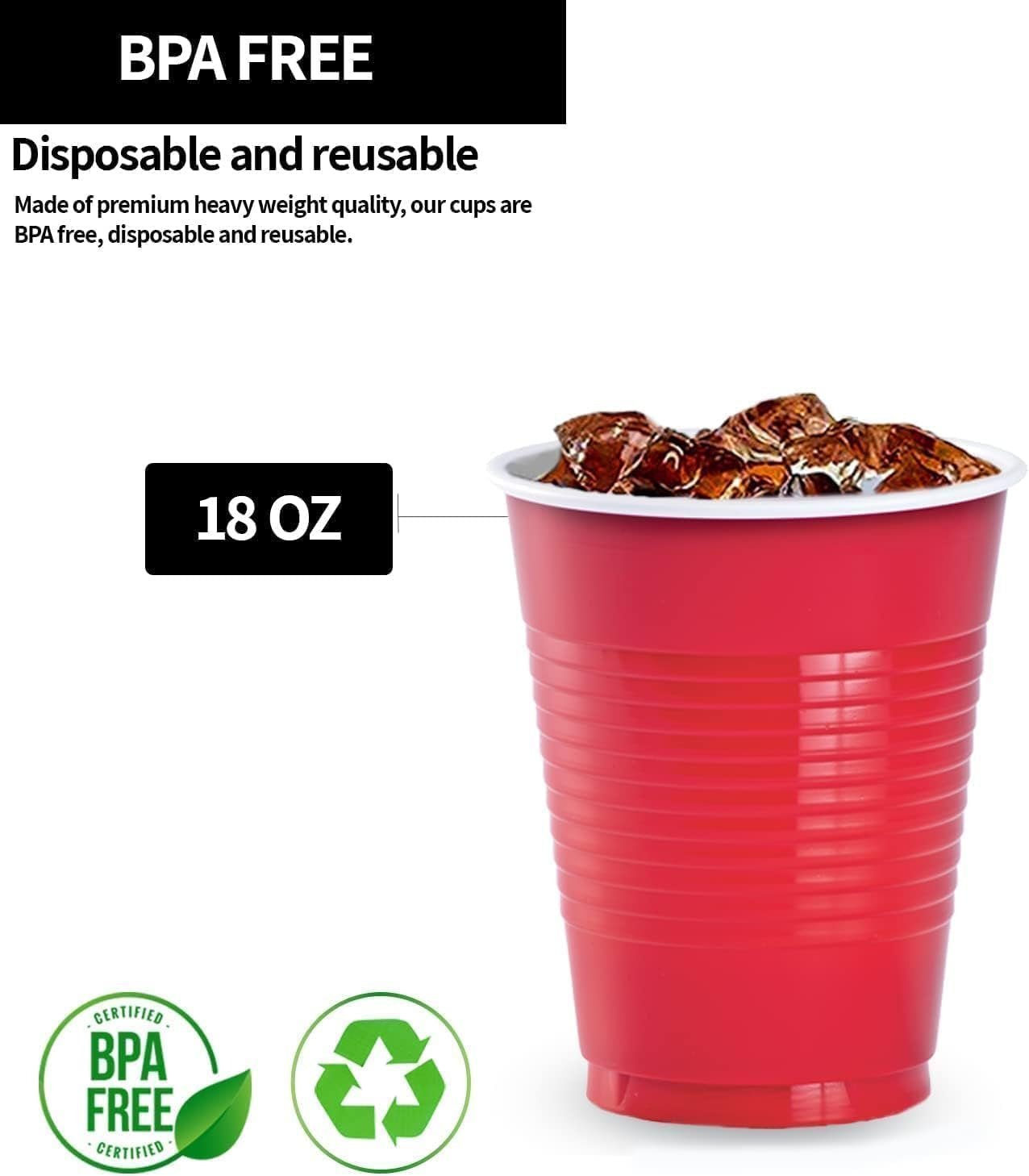 Disposable 18oz Apple Red Plastic Cups: 4 Pack Kitchen Catalog,Dispoable Cups size and feature image