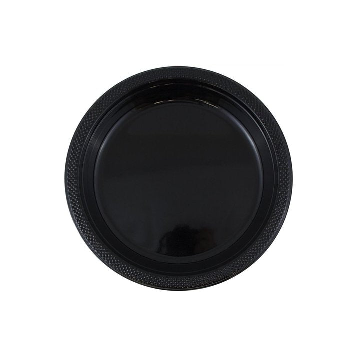 Disposable 7" Black Salad Plastic Plates: 6 Pack Kitchen Catalog, Disposable Plates main product image