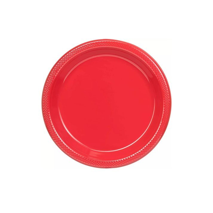 7" Red Salad Plastic Plates: 6 Pack Kitchen Catalog, Disposable Plates main product image