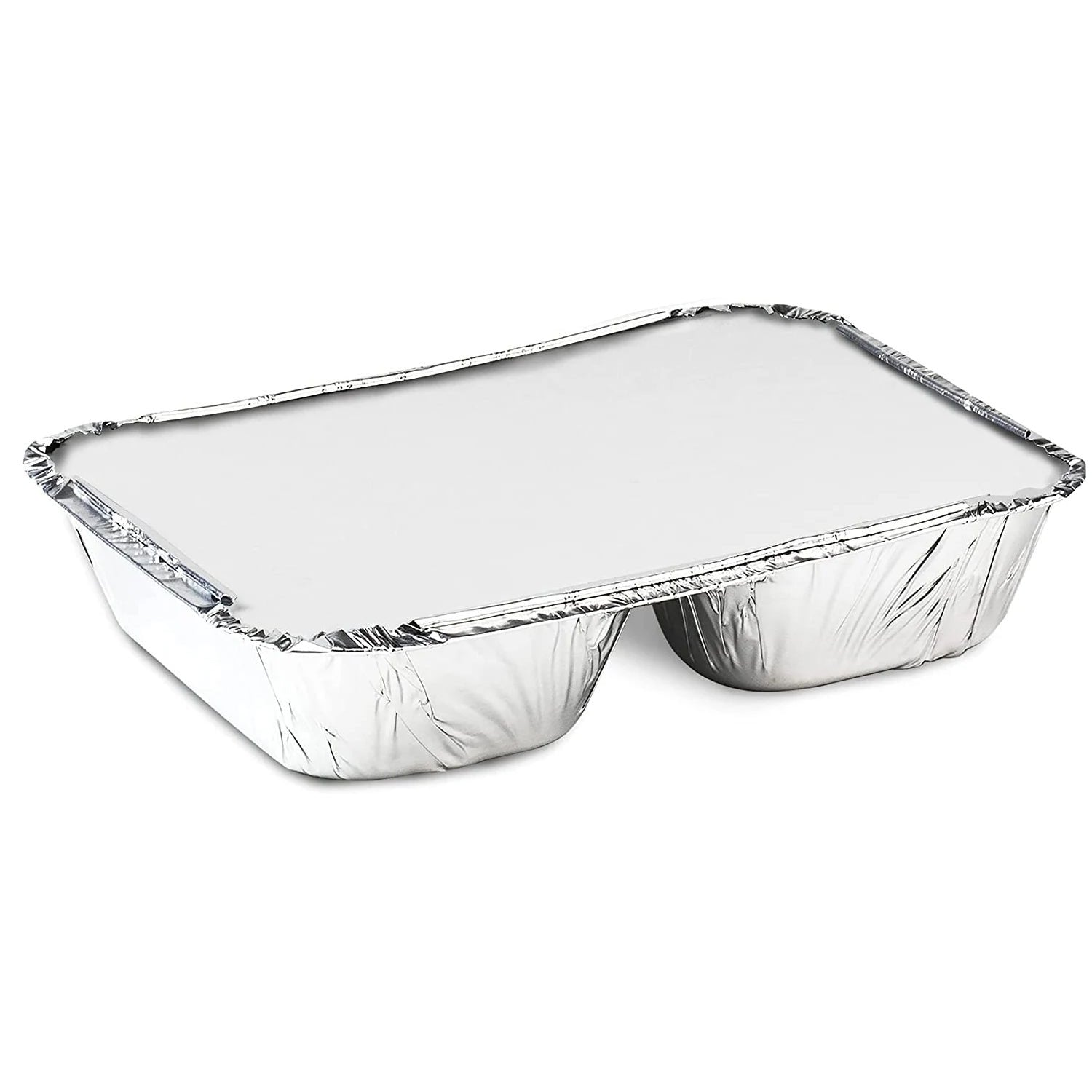 Disposable 3 Compartment Aluminum Dinner Foil Pan/Tray with Board Lids: 3 Pack Oblong Pans & Lids Aluminum Baking main