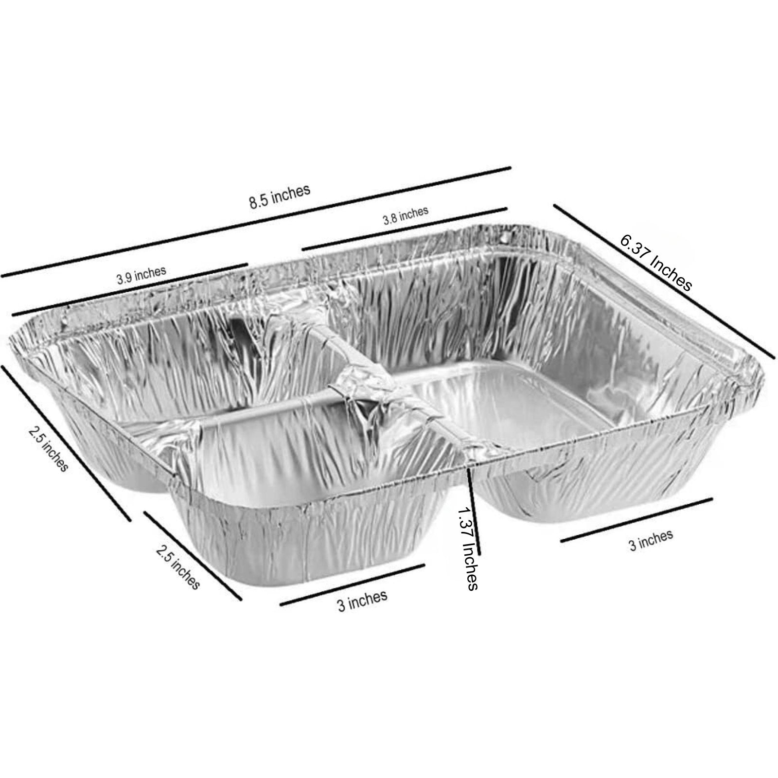Disposable 3 Compartment Aluminum Dinner Foil Pan/Tray with Board Lids: 3 Pack Oblong Pans & Lids Aluminum Baking product