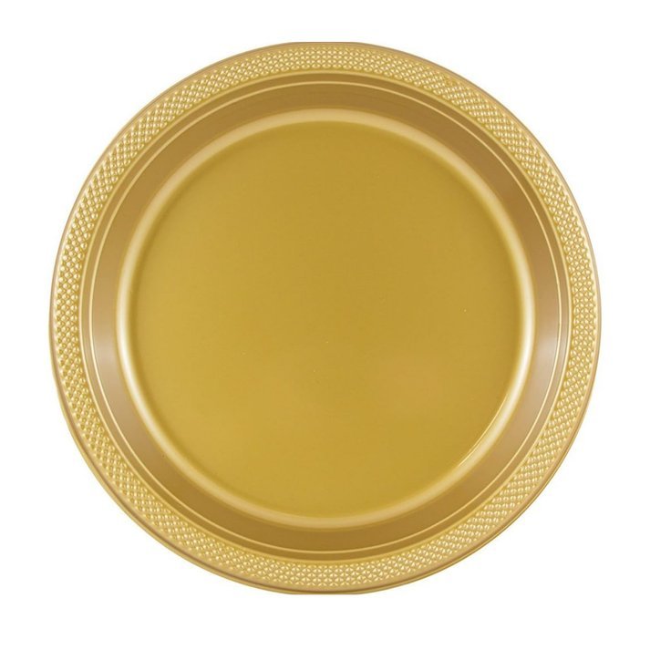 9" Gold Diner Plastic Plates: 5 Pack Kitchen Catalog, Disposable Plates main product image