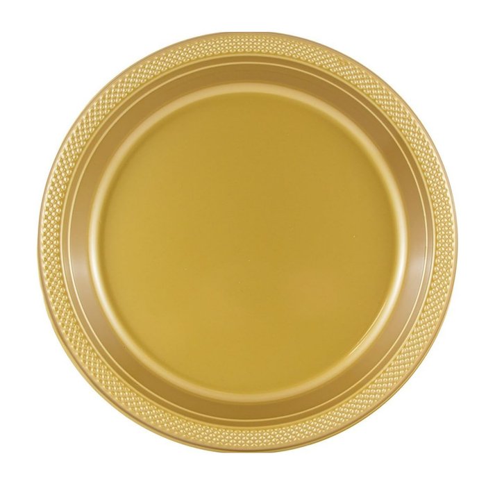 Disposable 9" Gold  Diner Plastic Plates