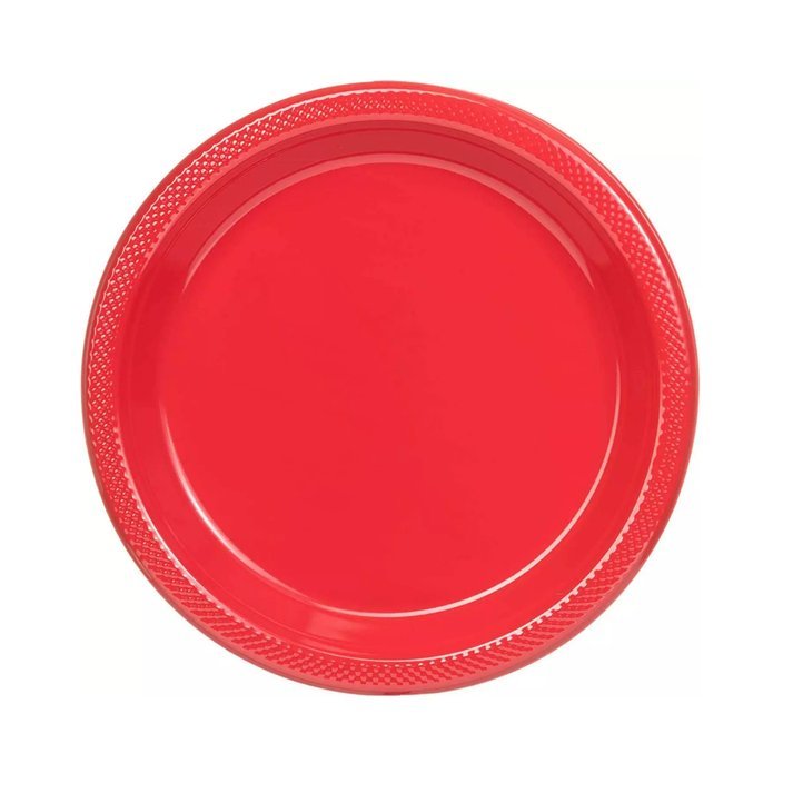 9" Red Diner Plastic Plates: 5 Pack Kitchen Catalog, Disposable Plates main product image