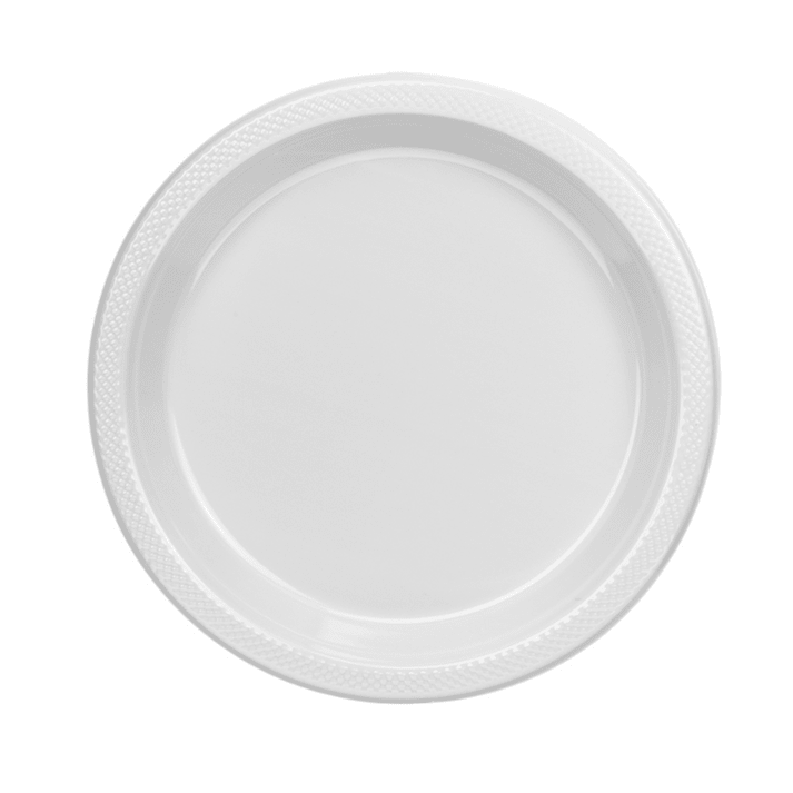 Disposable 9" White Diner Plastic Plates: 5 Pack Kitchen Catalog, Disposable Plates main product image