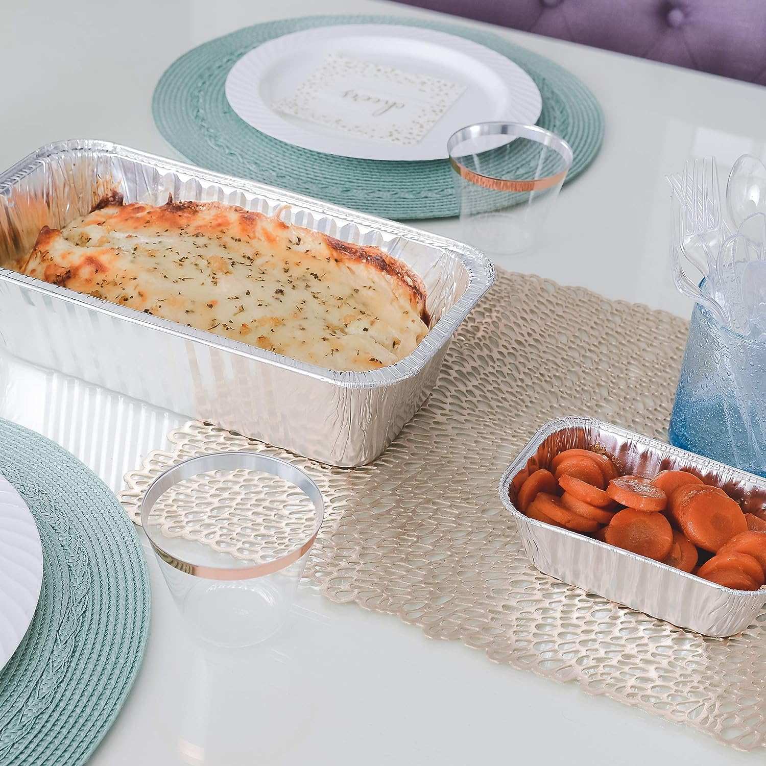 Disposable Aluminum 5lb Rectangular Loaf Pans: 2 Pack Aluminum Baking product image 9