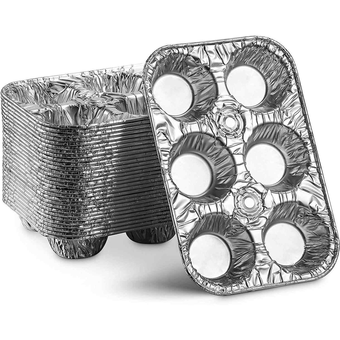 Disposable Aluminum Muffin Foil Pan 6 Cup Section