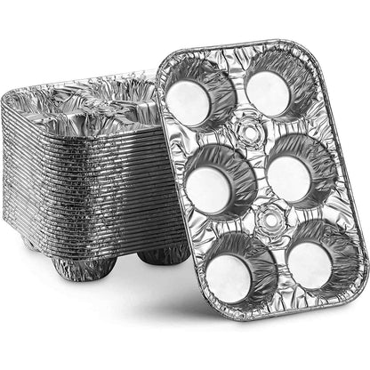 Disposable Aluminum Muffin Foil Pan 6 Cup Section