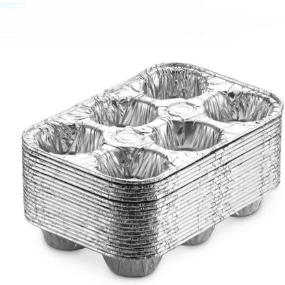 Disposable Aluminum Muffin Foil Pan 6 Cup Section