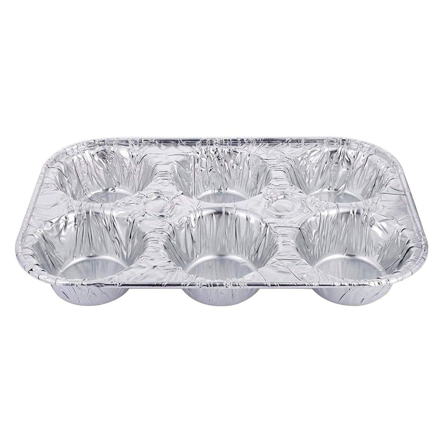 Disposable Aluminum Muffin Foil Pan 6 Cup Section: 3 Pack Aluminum Baking main product image
