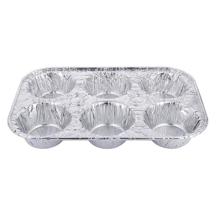 Disposable Aluminum Muffin Foil Pan 6 Cup Section