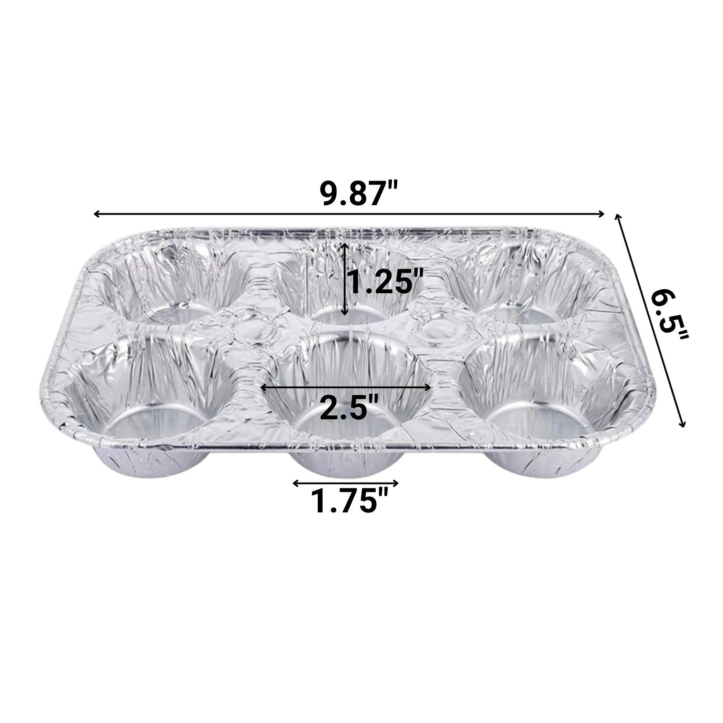 Disposable Aluminum Muffin Foil Pan 6 Cup Section