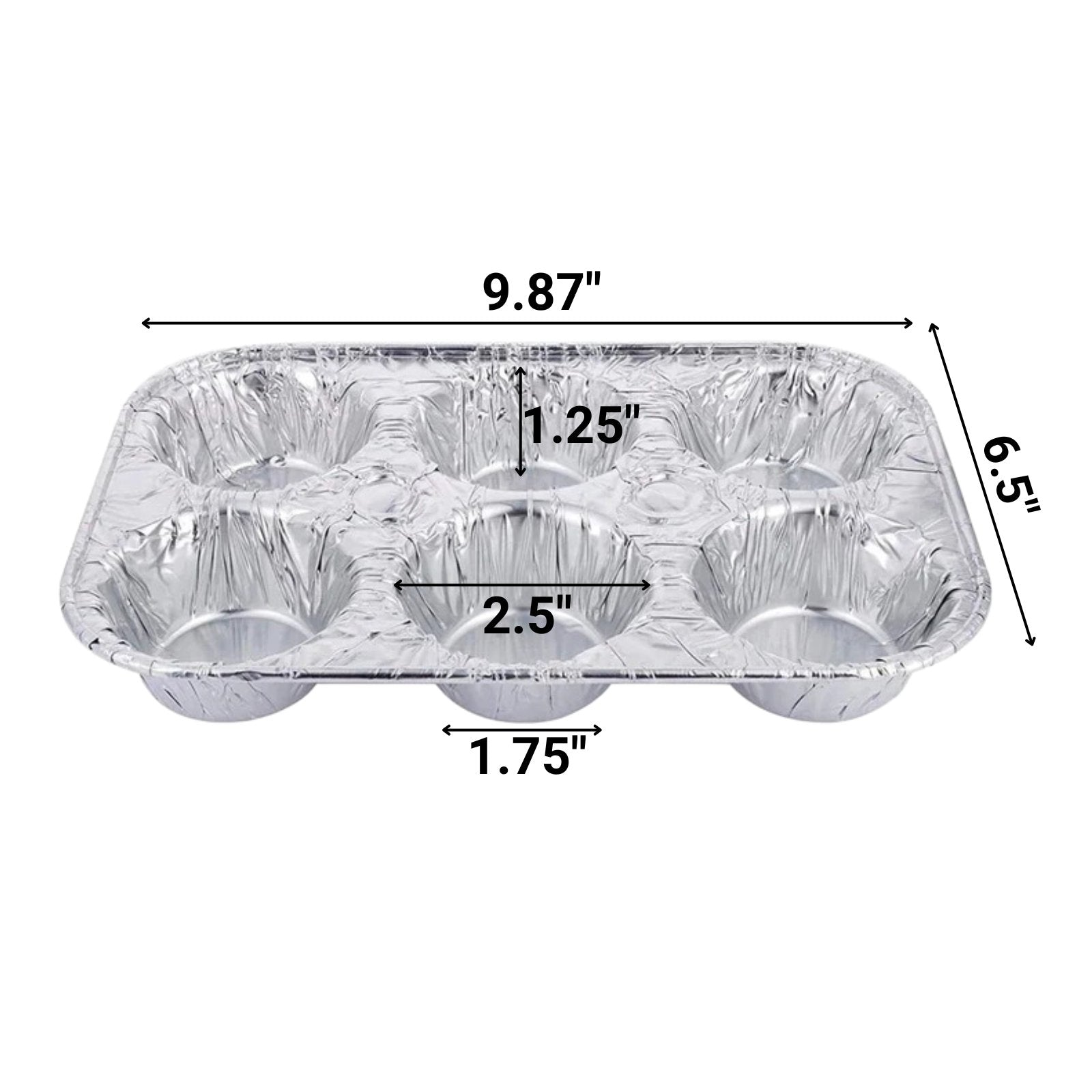 Disposable Aluminum Muffin Foil Pan 6 Cup Section