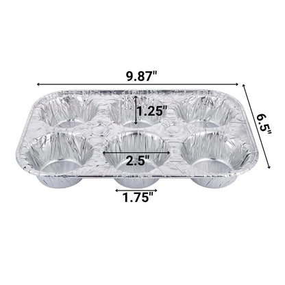 Disposable Aluminum Muffin Foil Pan 6 Cup Section