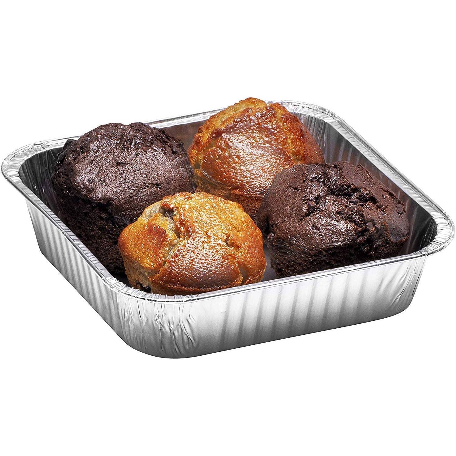 Disposable Aluminum 8" Square shallow Cake Baking Pan: 3 Pack Square Pans Aluminum Baking product image 6