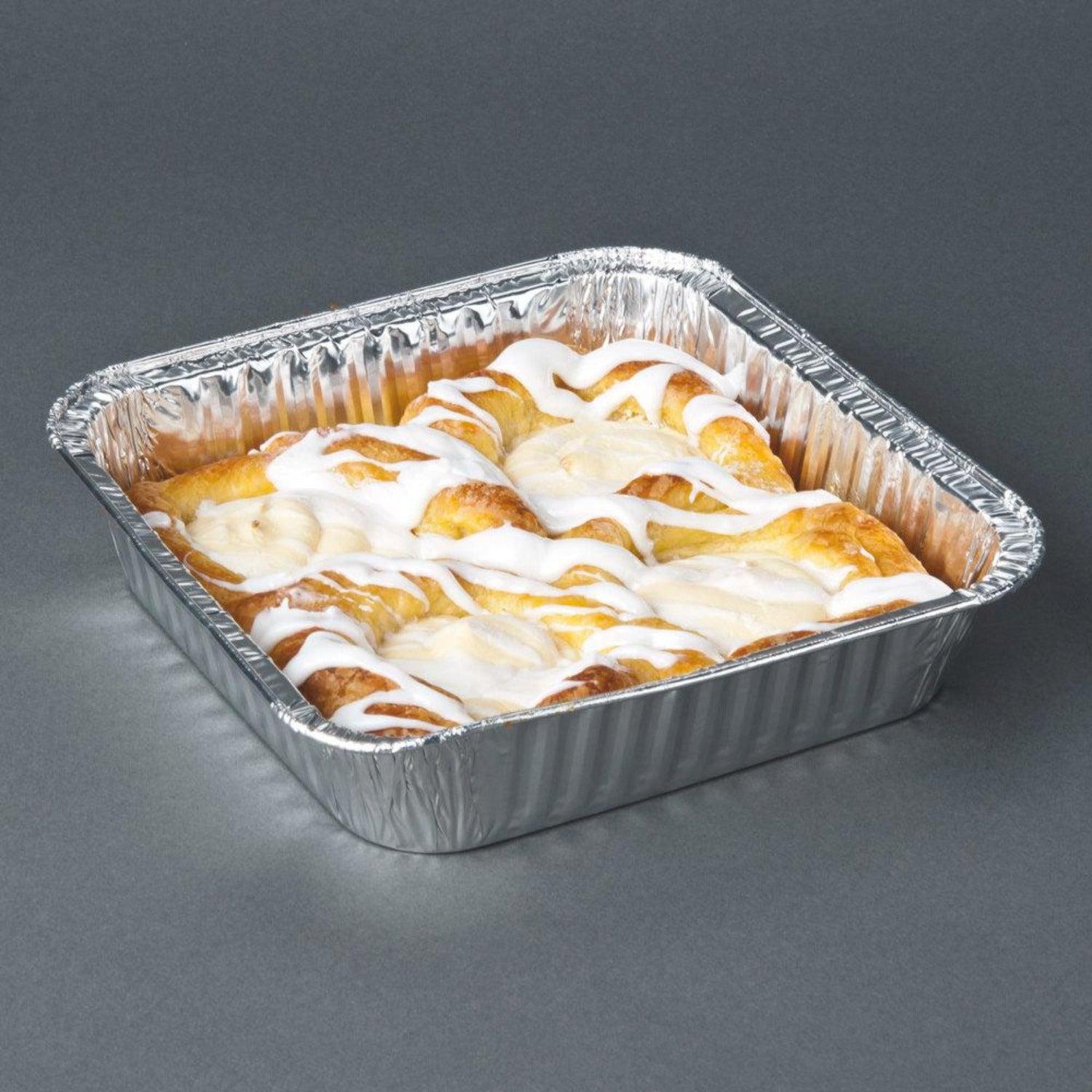 Disposable Aluminum 8" Square shallow Cake Baking Pan: 3 Pack Square Pans Aluminum Baking lifestyle use image