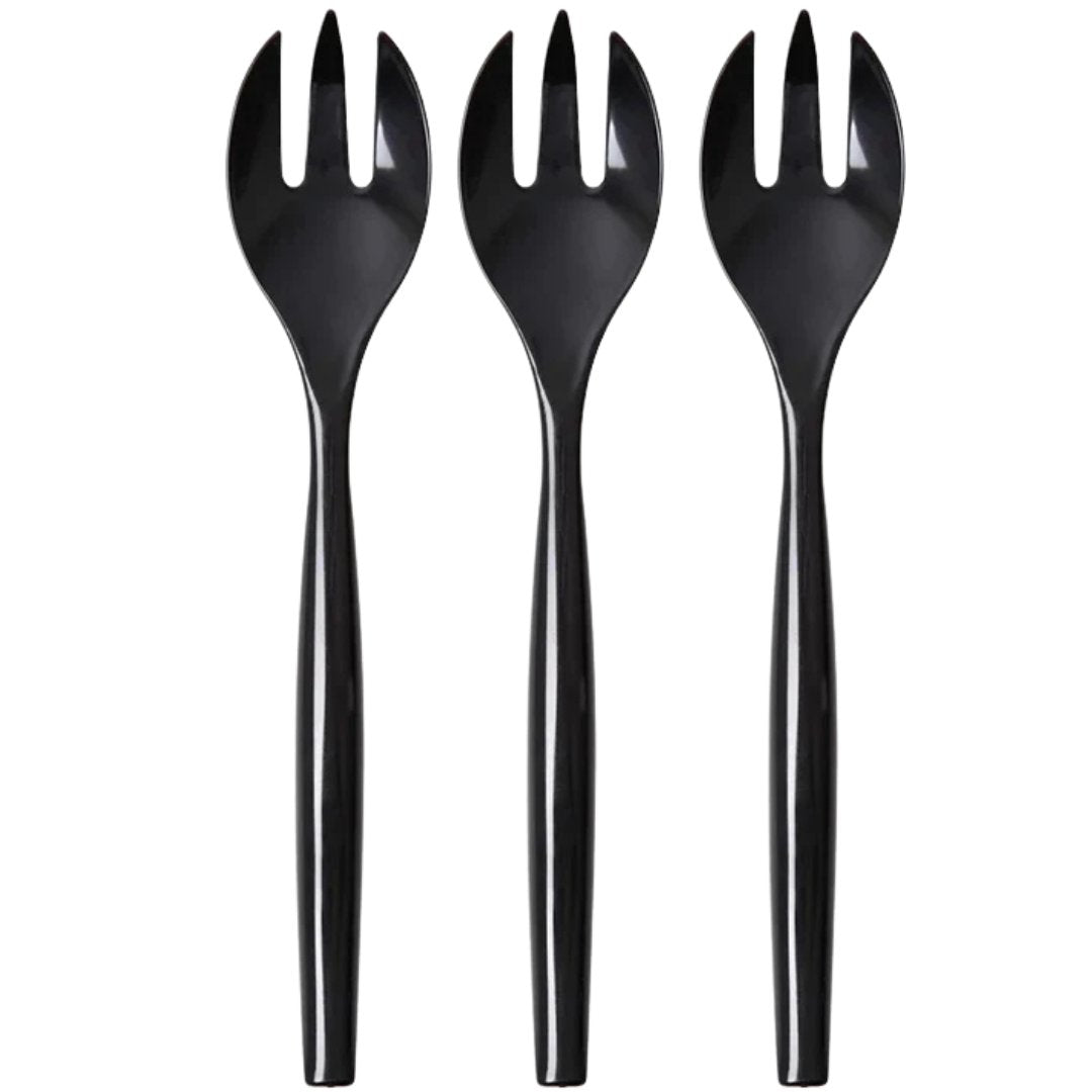 Disposable Black Plastic Heavy Serving Forks 3 Pack Disposable Utensils main product image