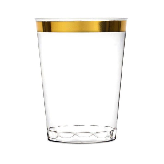 Disposable Plastic Clear 10oz Gold Rim Tumblers