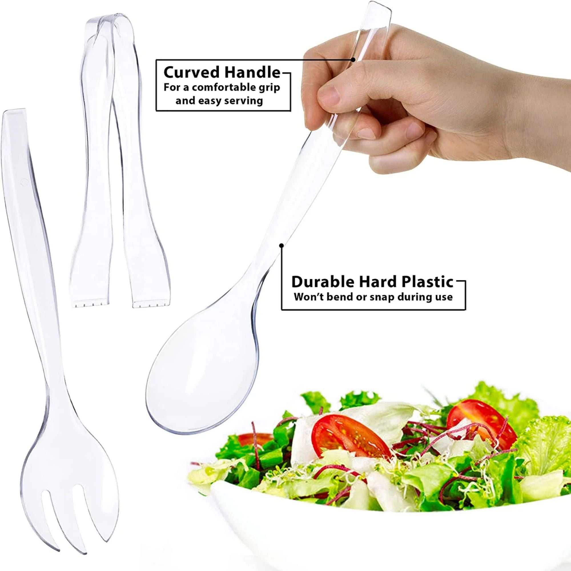 Disposable Clear Plastic 10" Serving Forks 2 Pack Disposable Utensils size and feature image