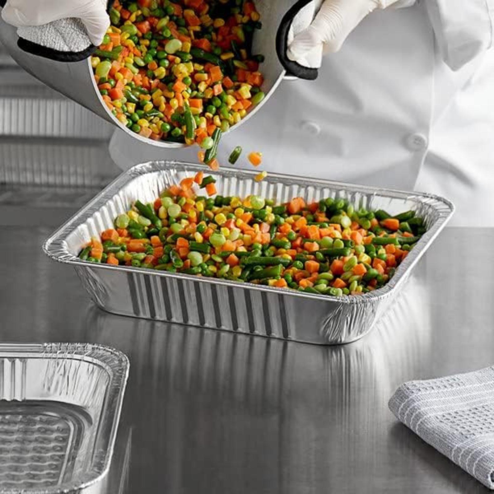 Disposable Regular weight 9×13 Deep, Half Size Aluminum Pans: 2 Pack Roasting Pans Aluminum & plastic wrap lifestyle use