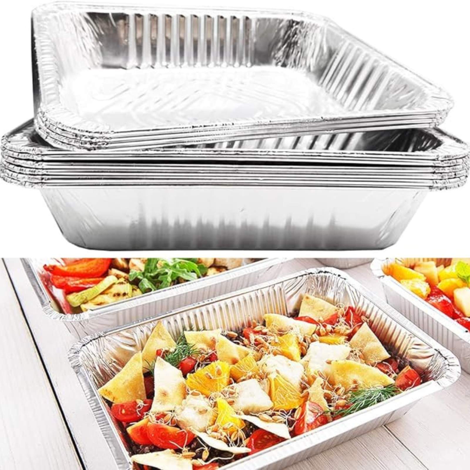 Disposable Regular weight 9×13 Deep, Half Size Aluminum Pans: 2 Pack Roasting Pans Aluminum & plastic wrap product image 5