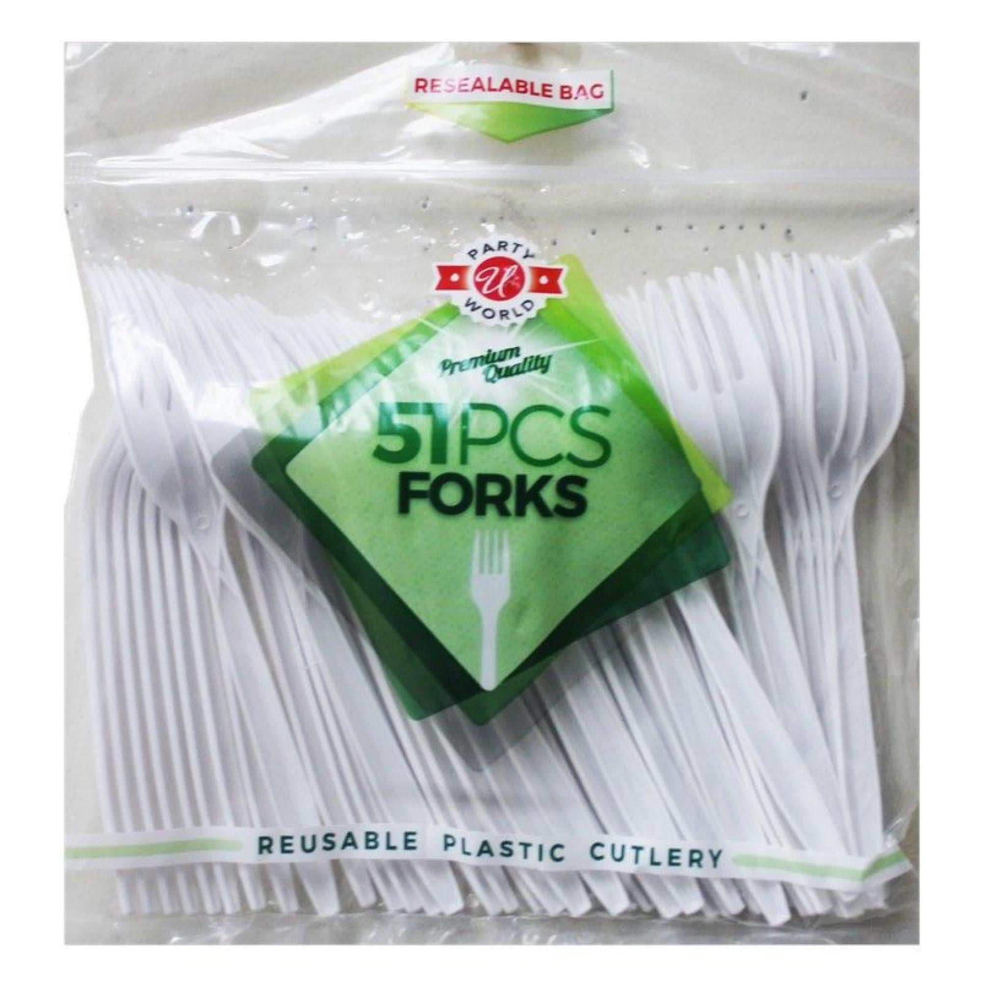 Disposable White Forks In Zipper Bag: 51 Pack Disposable Spoons main product image