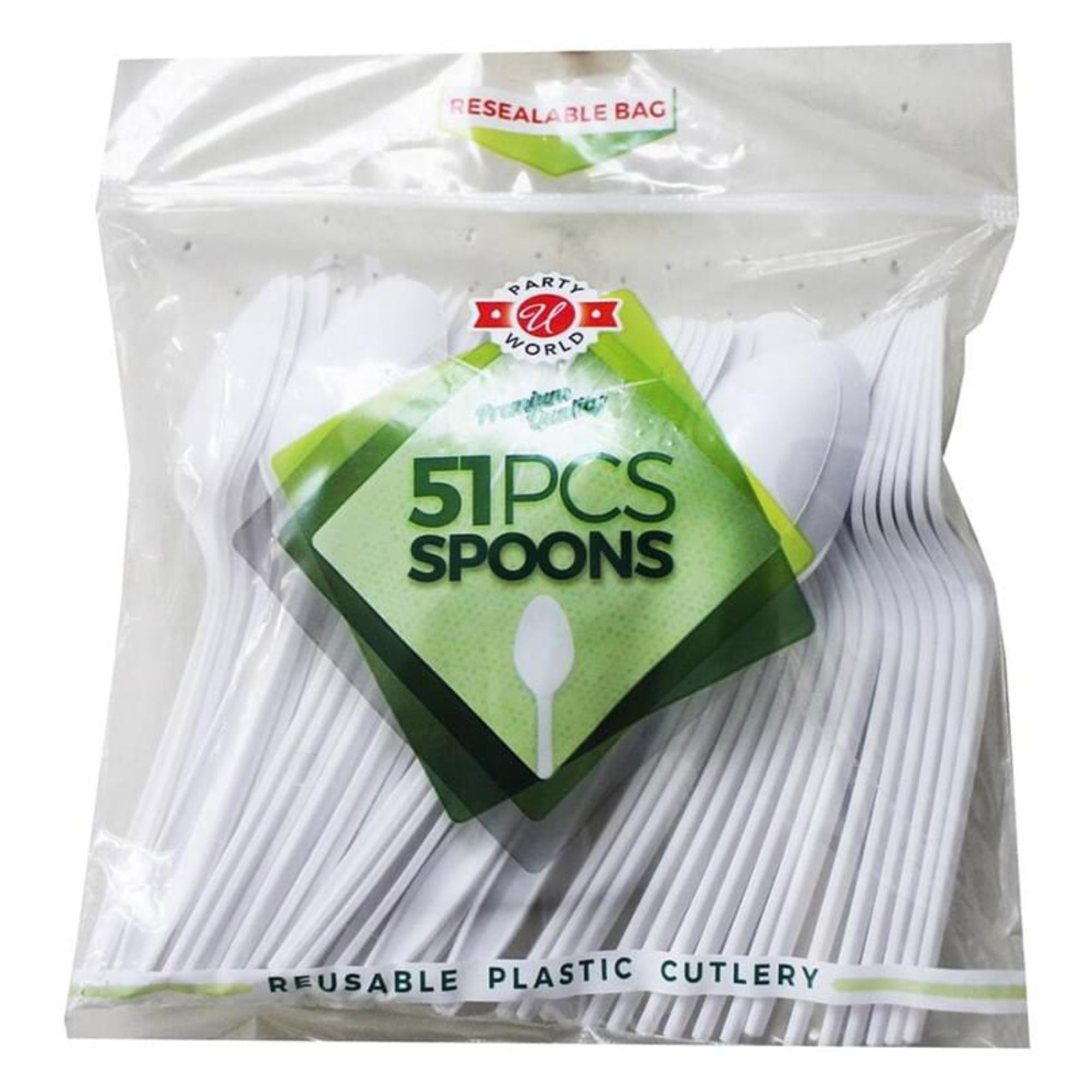 Disposable White Tea Spoon In Zipper Bag: 51 Pack Disposable Spoons main product image