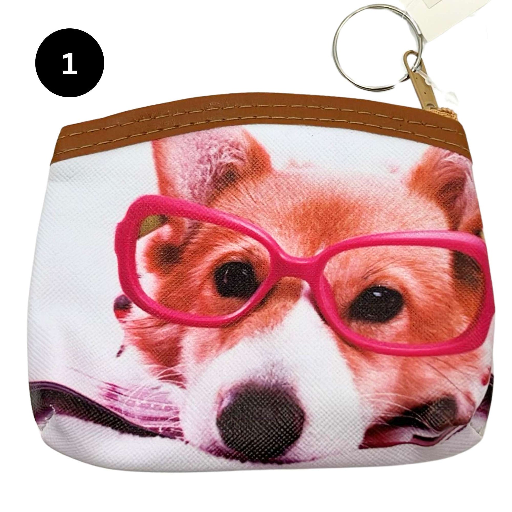 Dog Theme Zipper Pouch with Keychain