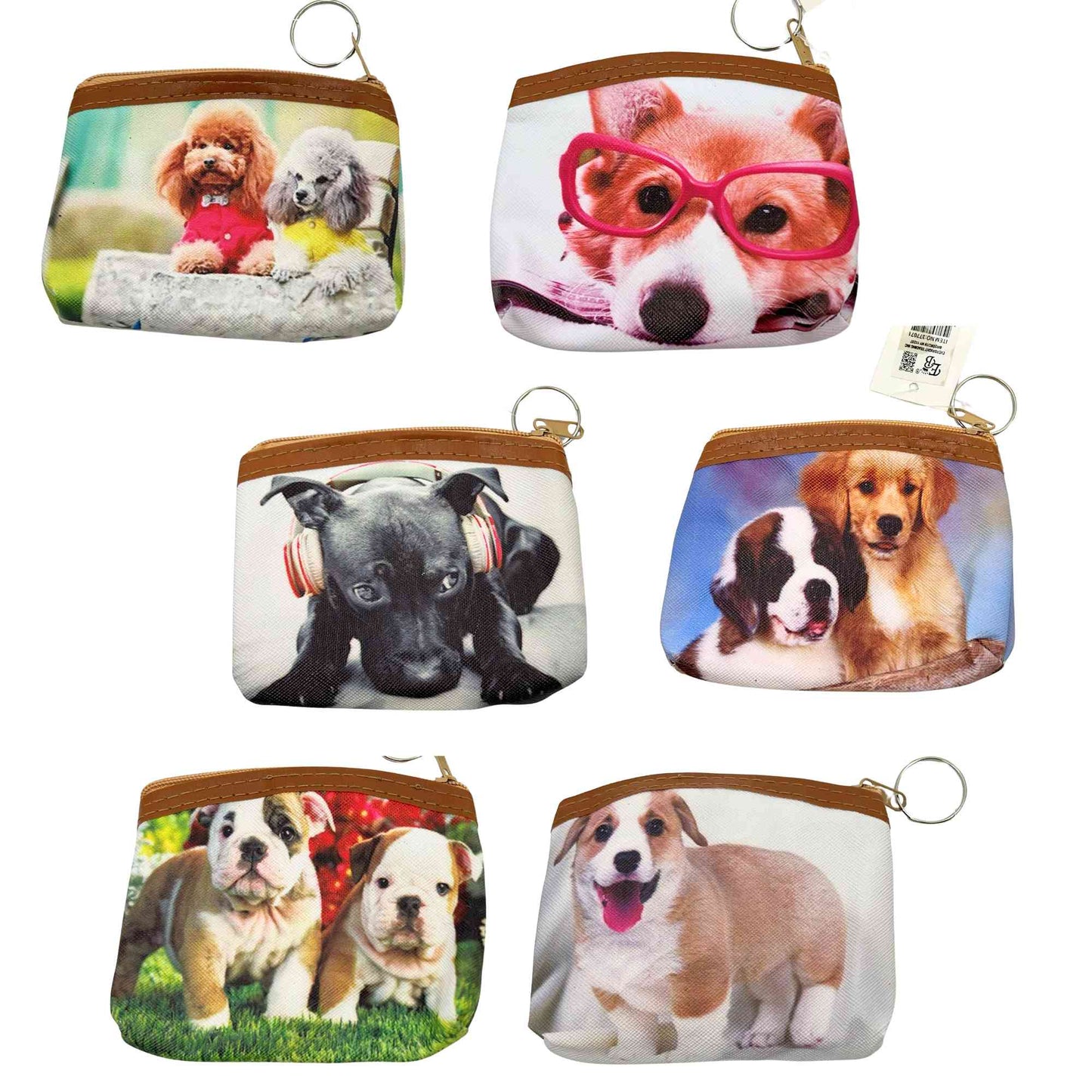 Dog Theme Zipper Pouch with Keychain