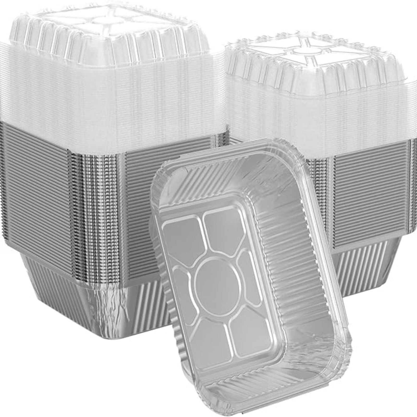 Dome Lids For 1Lb Aluminum Oblong Pans 5" x 4": 5 Pack Oblong Pans & Lids Aluminum Baking size and feature image