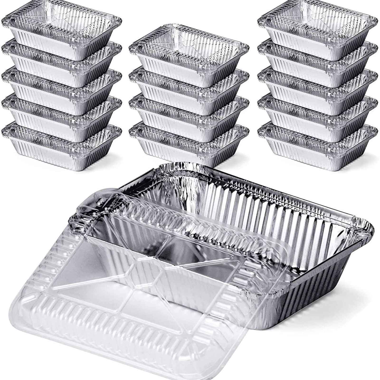 Dome Lids For 2.25Lb Aluminum Oblong Pans 8.25" x 5.75": 4 Pack Oblong Pans & Lids Aluminum Baking product image 5