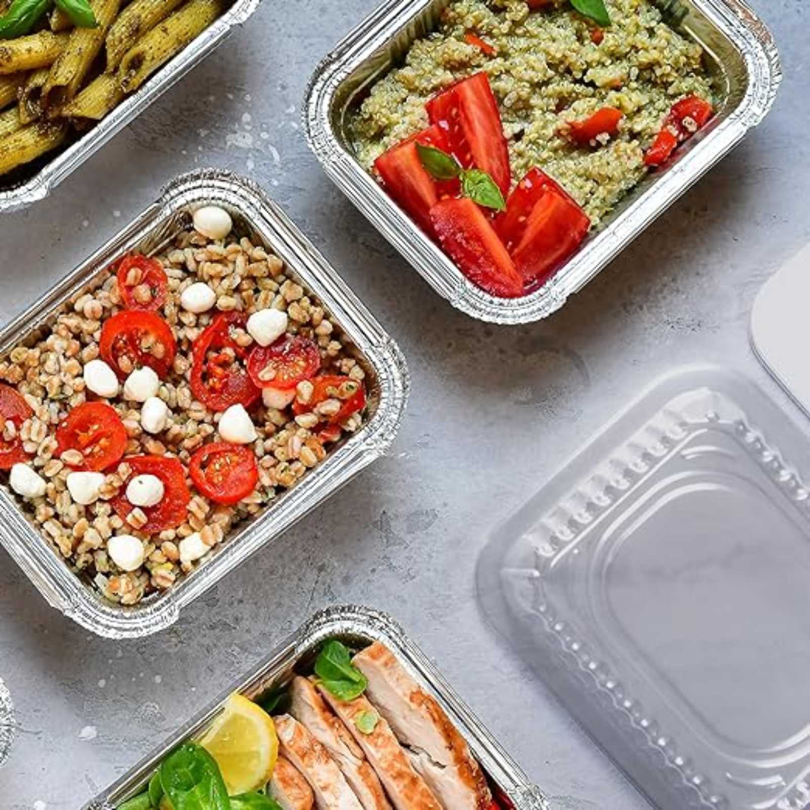 Dome Lids For 1Lb Aluminum Oblong Pans 5" x 4": 5 Pack Oblong Pans & Lids Aluminum Baking product image 5
