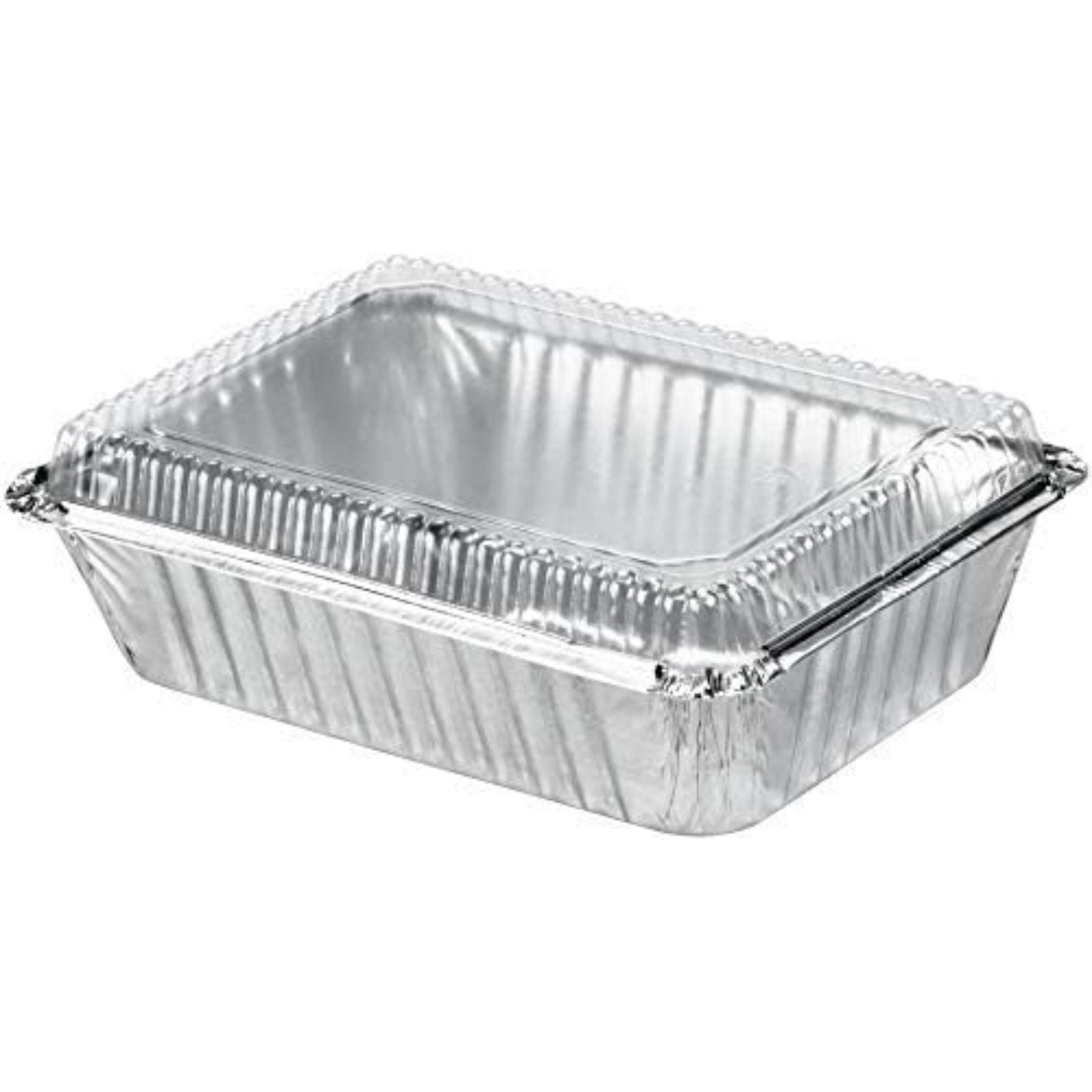 Dome Lids For 2.25Lb Aluminum Oblong Pans 8.25" x 5.75": 4 Pack Oblong Pans & Lids Aluminum Baking size and feature image