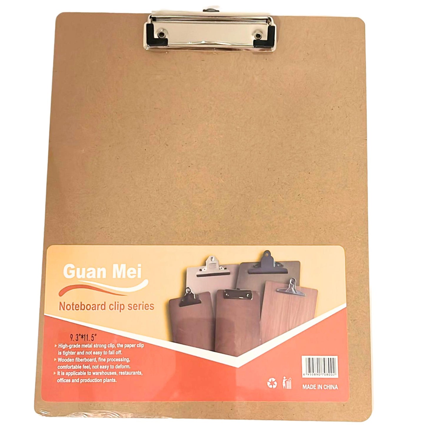 Brown  Clipboard Vertical Hardboard with Low-Profile Clip