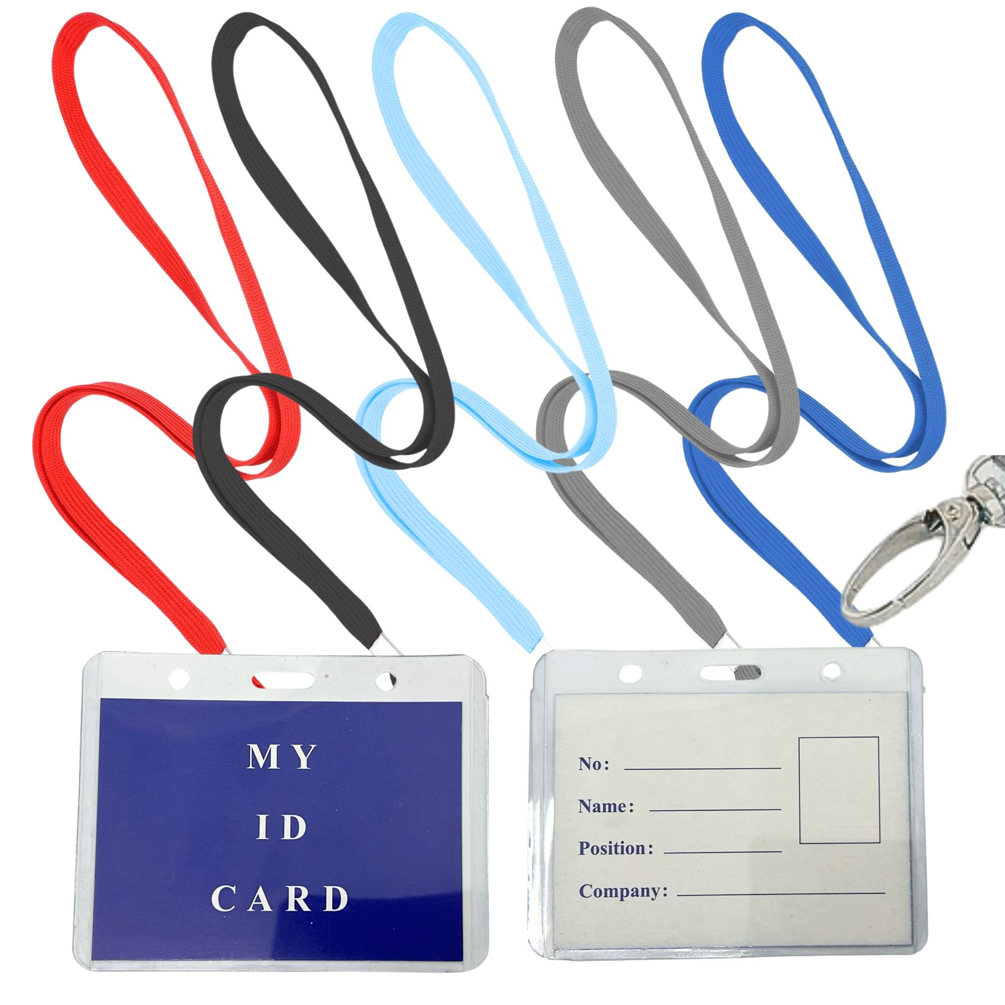 Clear Plastic ID Card Holder with Neck Lanyard: 1 Pack Lanyards Office & School Supply Catalog main product image