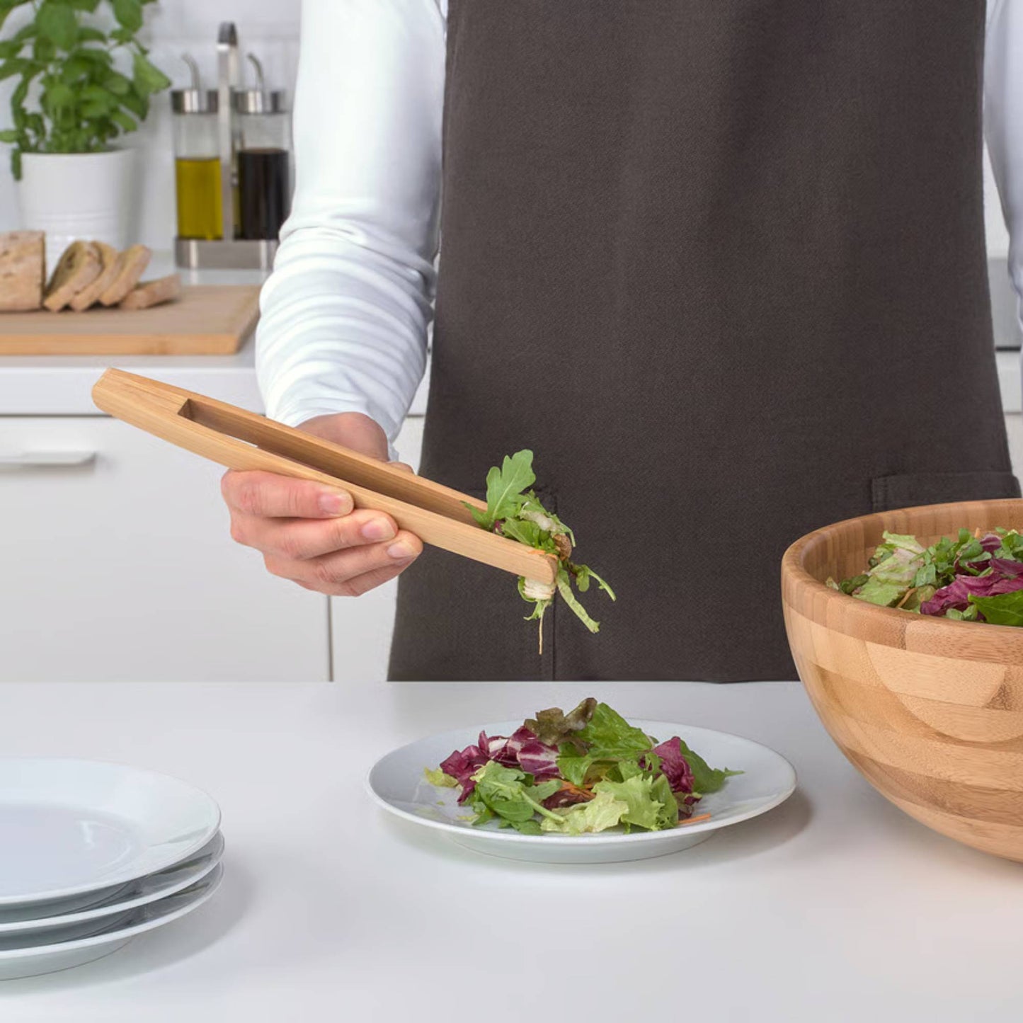 12" Bamboo Serving Tongs