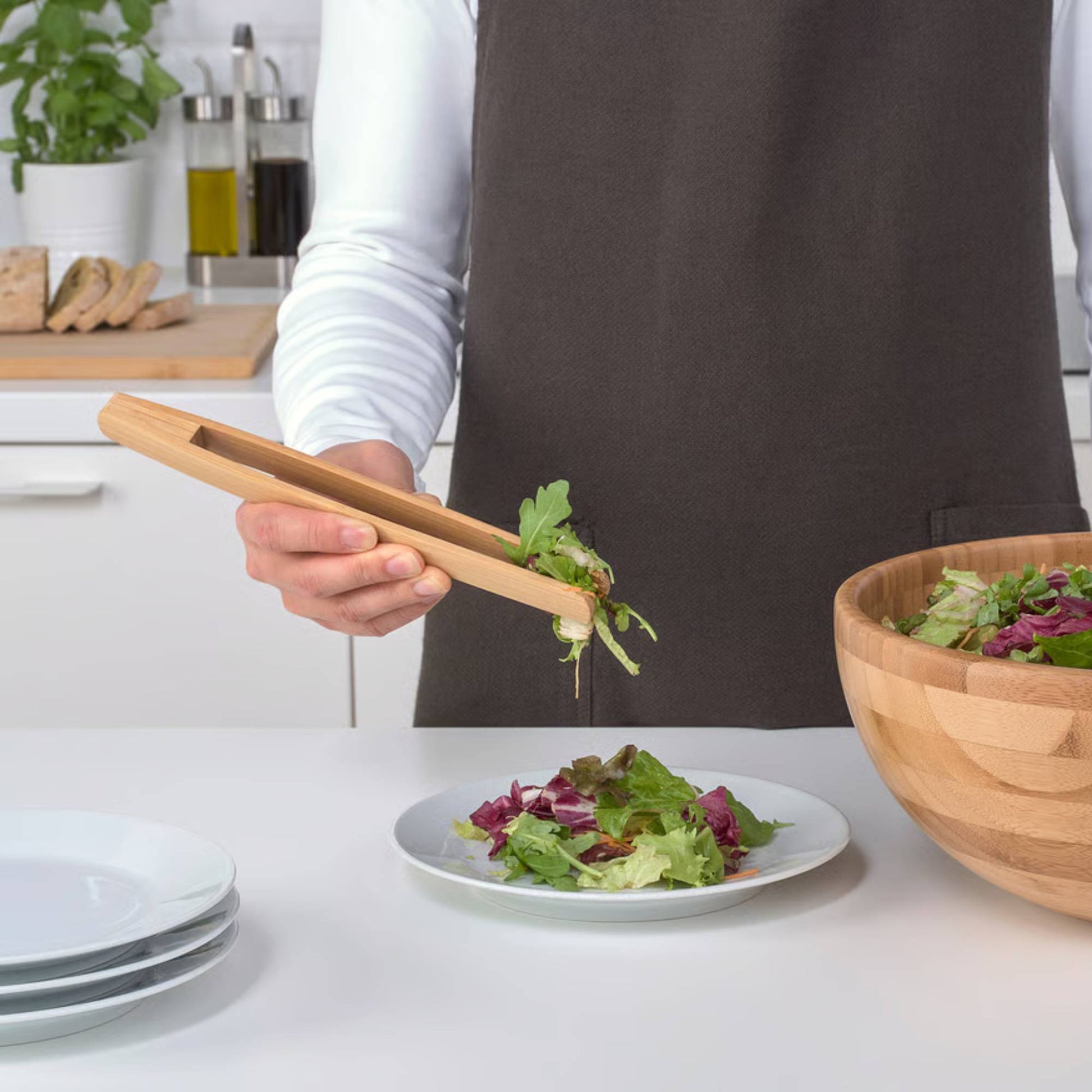 12" Bamboo Serving Tongs