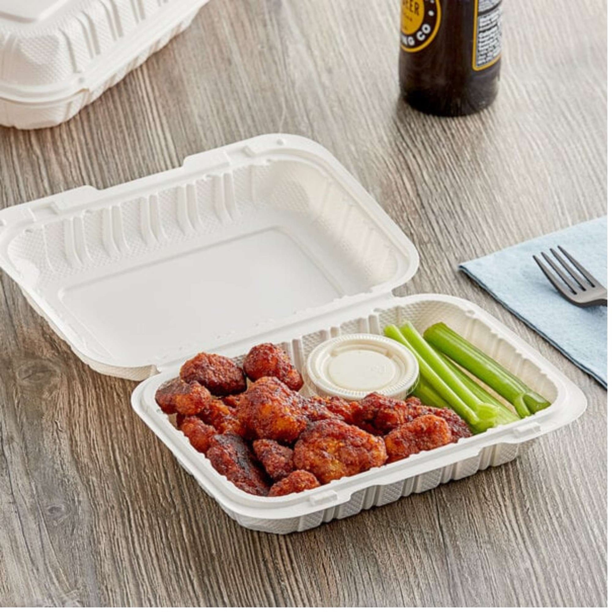  Eco Friendly Microwavable , Food Containers with Clamshell Hinged Lid