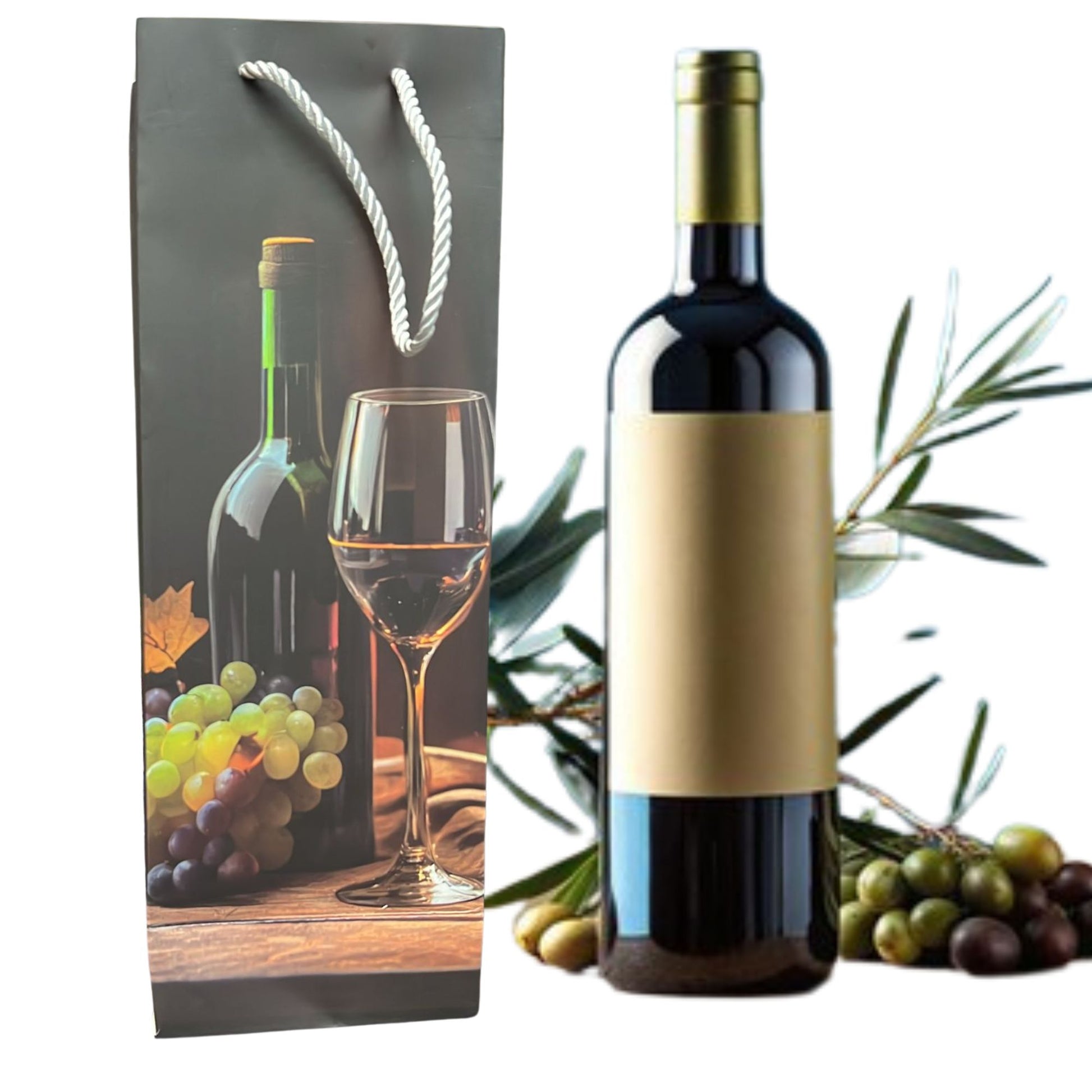 14" x 3.5" Black Wine/Bottle Gift Bag