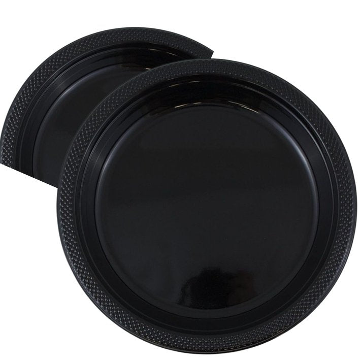 Disposable 7" Black Salad Plastic Plates: 6 Pack Kitchen Catalog, Disposable Plates size and feature image