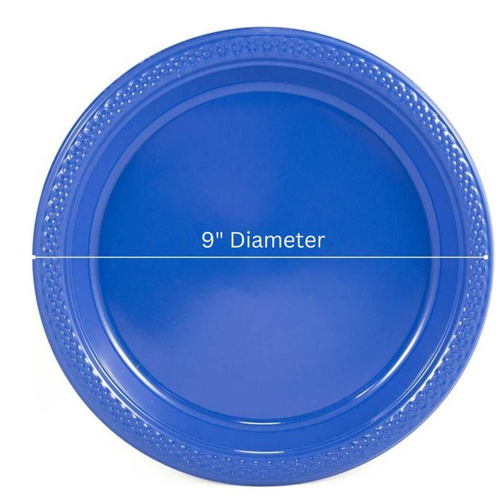 9" Blue Diner Plastic Plates: 5 Pack Kitchen Catalog, Disposable Plates product detail image