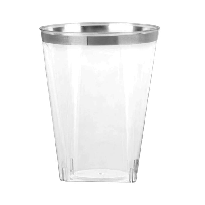 Disposable Plastic Clear 10oz Silver Rim Square Bottom Tumblers:6 Pack Kitchen Catalog,Tumblers main product image