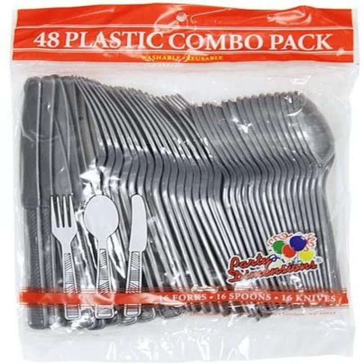 Disposable Silver Combo Cutlery Set: 48 Pack Kitchen Catalog, Cutlery size and feature image