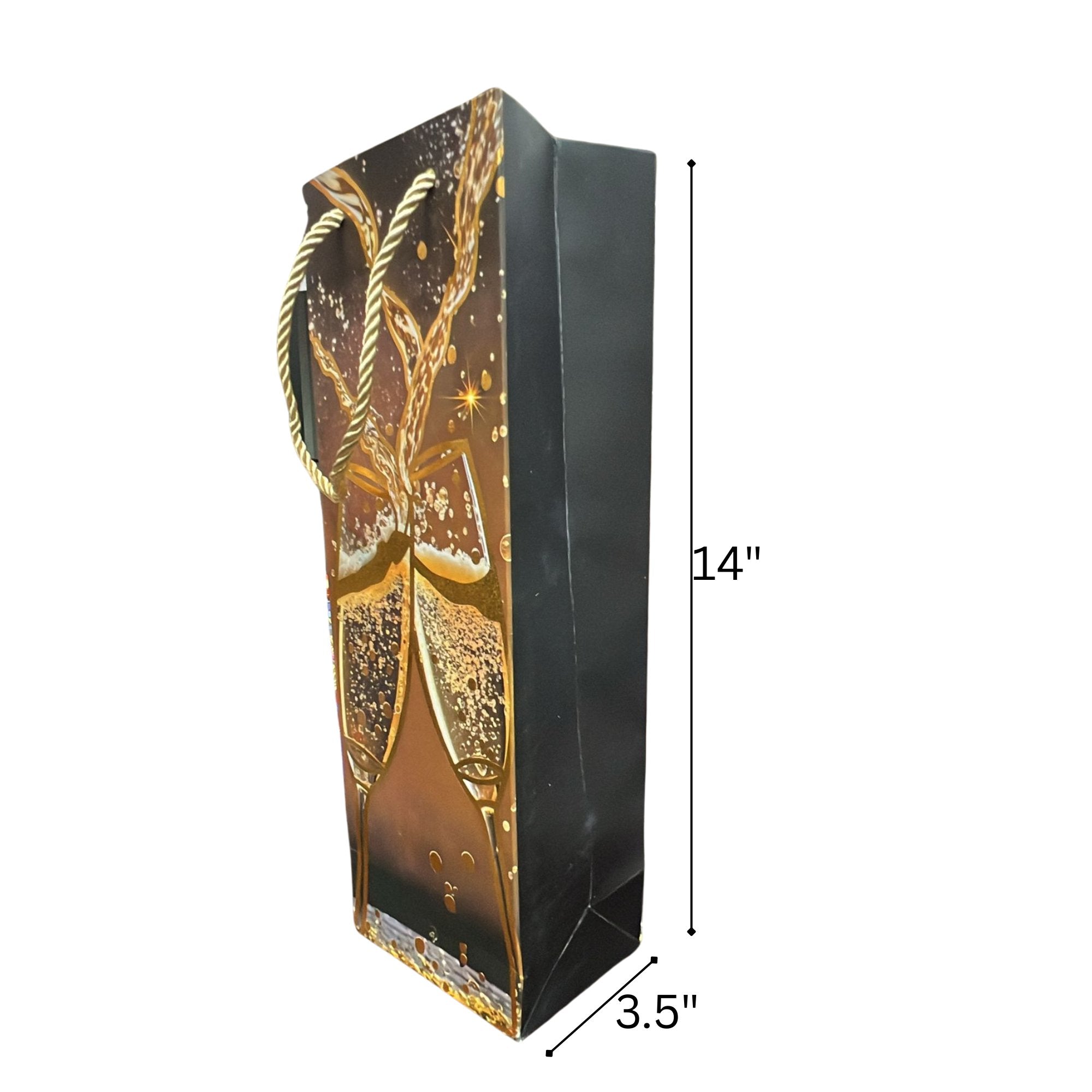 14" x 3.5" Glass Print Wine/Bottle Gift Bag: 1 Pack Gift Bags product detail image