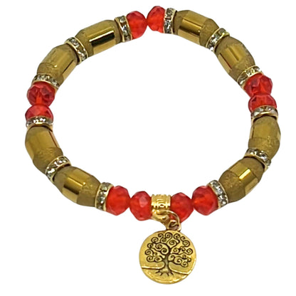 Long Gold Bead Touch with Colorful Beaded Bracelet